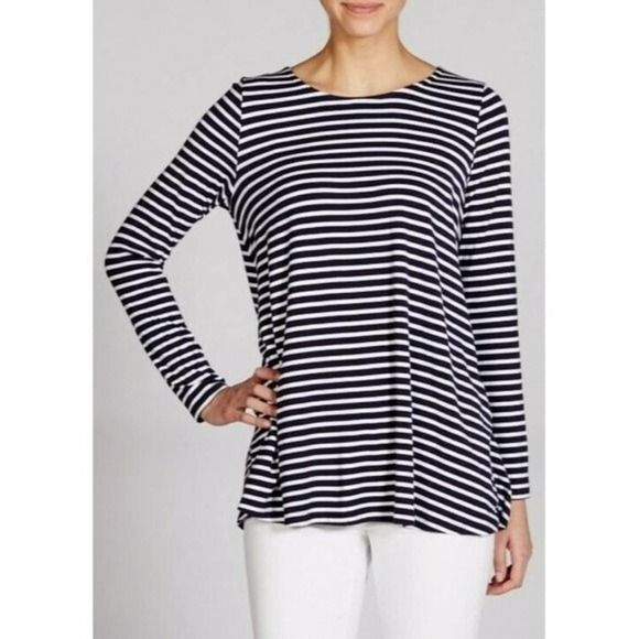 Mott50 Blue & White Nautical Jane Striped Stretch Swing Tunic Top Size Small - Picture 1 of 5